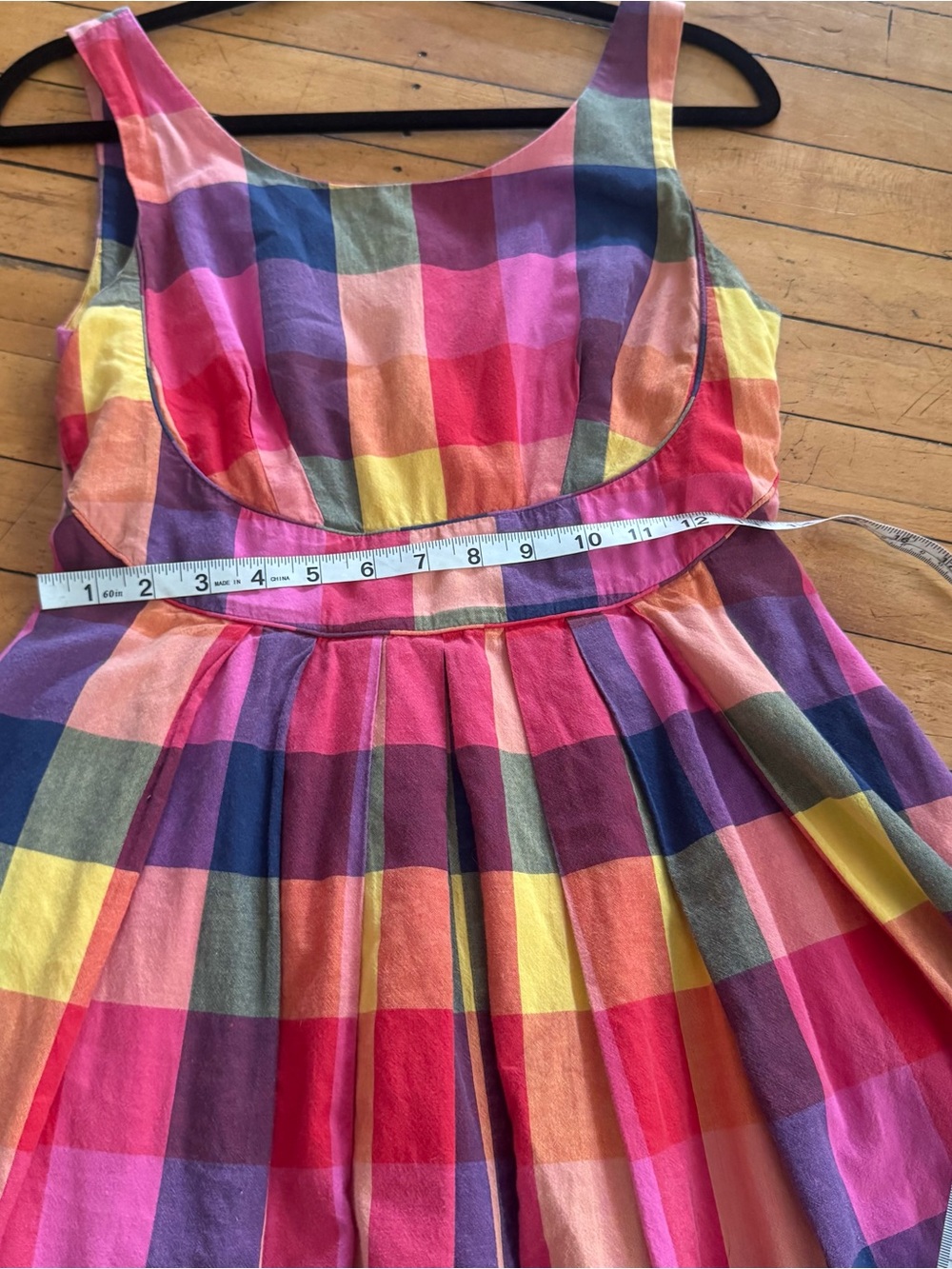 Emily and Fin Sunset Plaid Dress tank sleeveless pink yellow orange bright boho - Picture 10 of 10